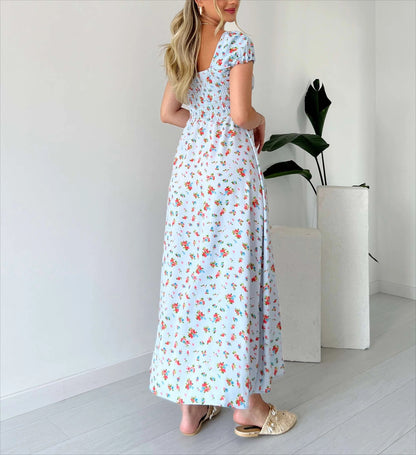 Floral Print Smocked Midi Dress