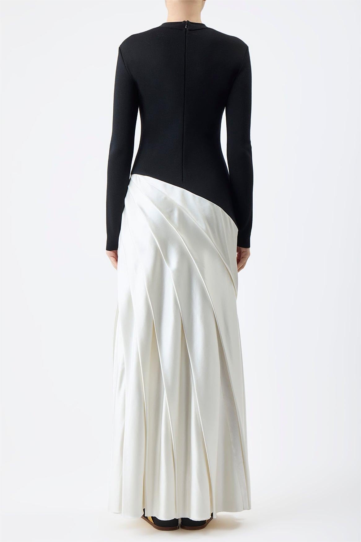 Round Neck Long Sleeve Splicing  Midi Dress