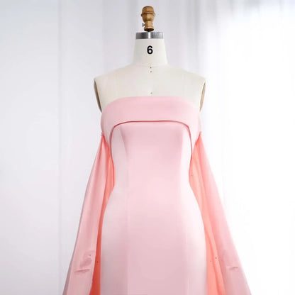 Crystal 3D flower Sage Green Satin Dress with Cape