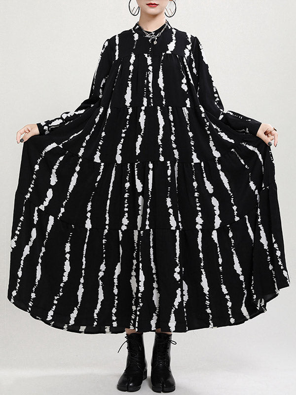 Original Print Elasticity Waist Dresses