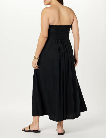 Strapless Linen Maxi Dress