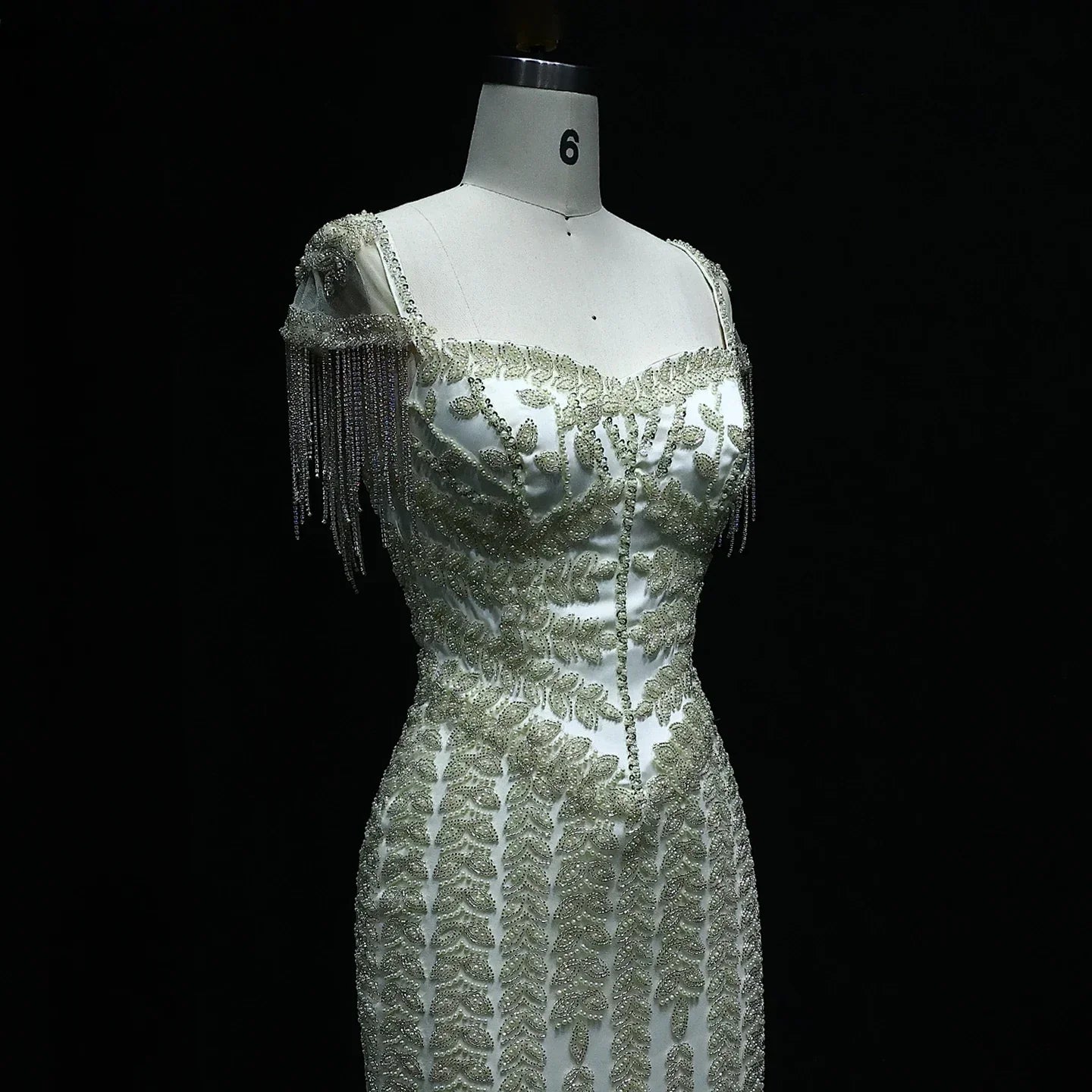Cream tassel Straight  Pink Evening Dress