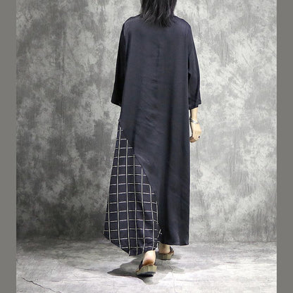 Women patchwork silk clothes For Women Fun Work black Maxi Dresses summer