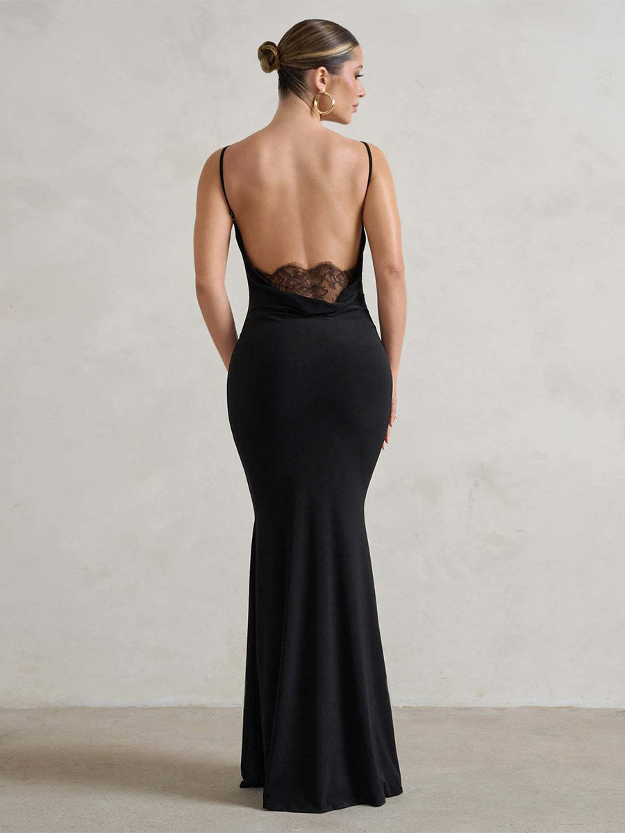 Party Dress Spaghetti Strap Openback Sexy Mermaid Maxi Dress
