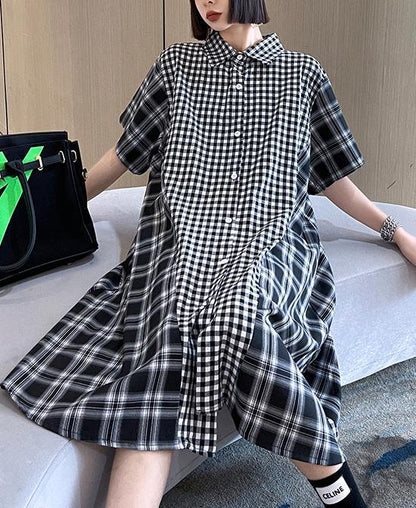 Elegant Plaid Patchwork Cotton Summer Maxi Dresses