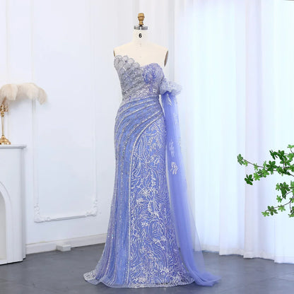 Mermaid Cape Sleeve Scalloped Green Evening Dress