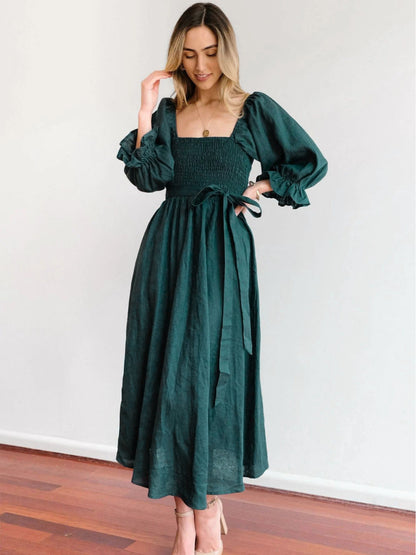 CALL IT LOVE TWO WAY TIERED MIDI DRESS - GREEN