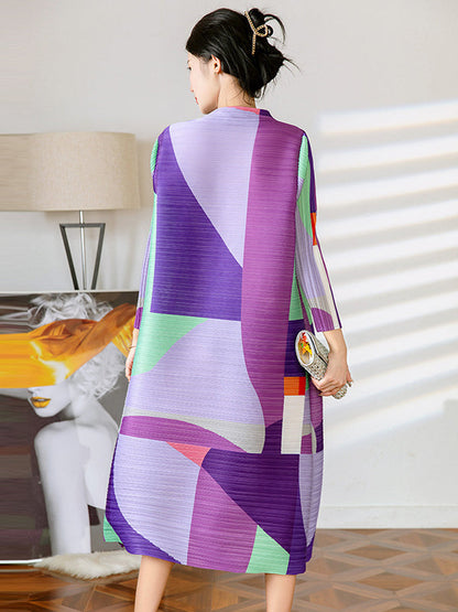 Original Loose Contrast Color Split-Joint Midi Dress