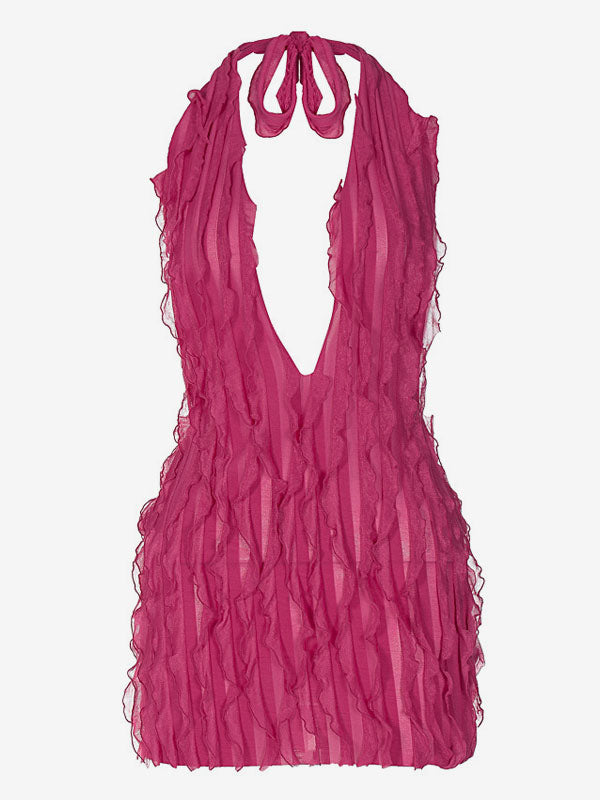 Club Dress For Women Rose V-Neck Sleeveless Sexy Mini Dress