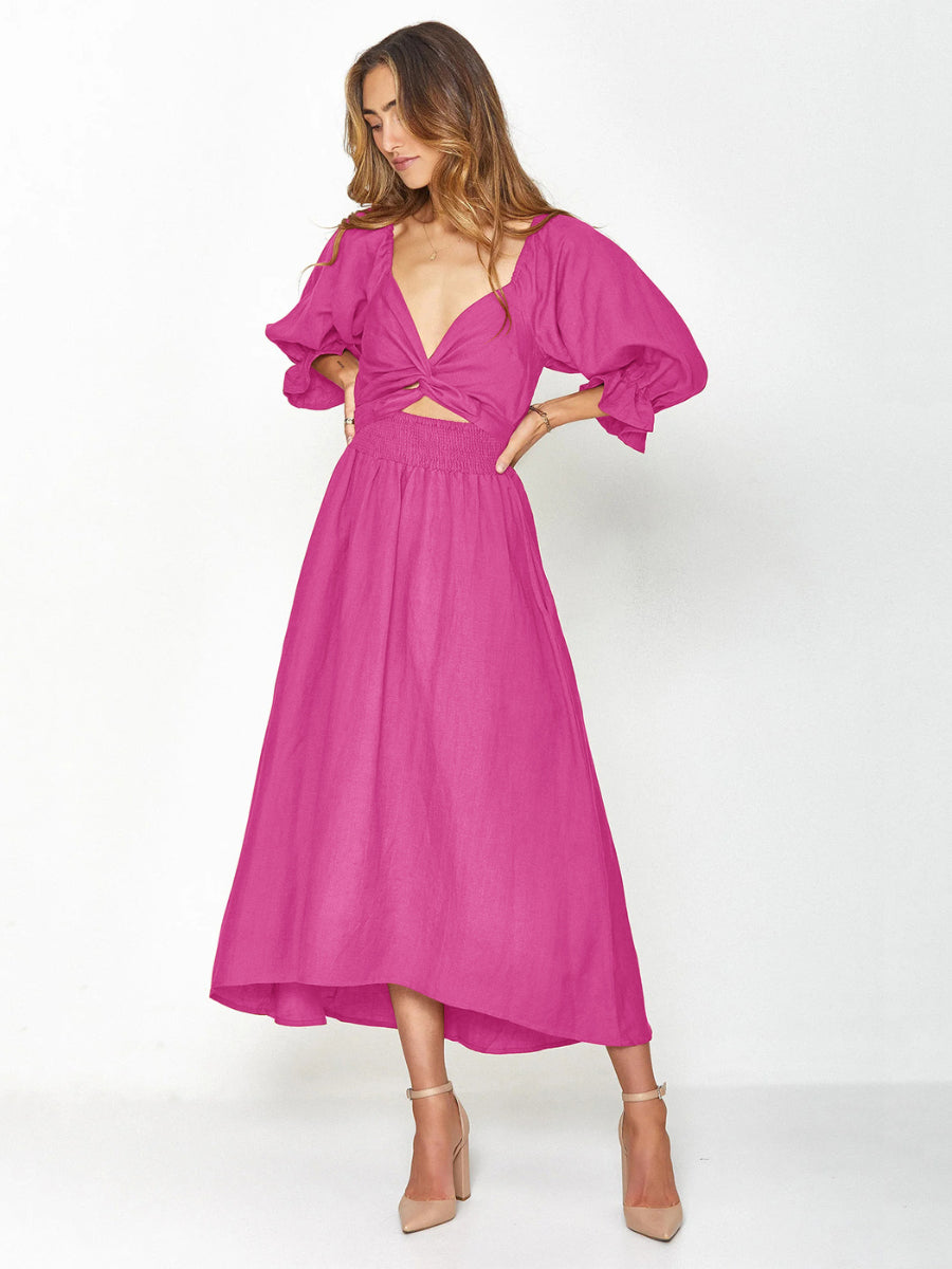 SUNSET SANDS TWO WAY WEARABLE MIDI DRESS - FUCHSIA