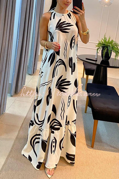 Downtown Daze Unique Print A-line Loose Maxi Dress