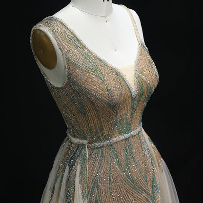Dusty Champagne Pink Evening Dresses with Overskirt
