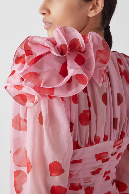 3D Floral Pleat Cut-Out Mini Dress