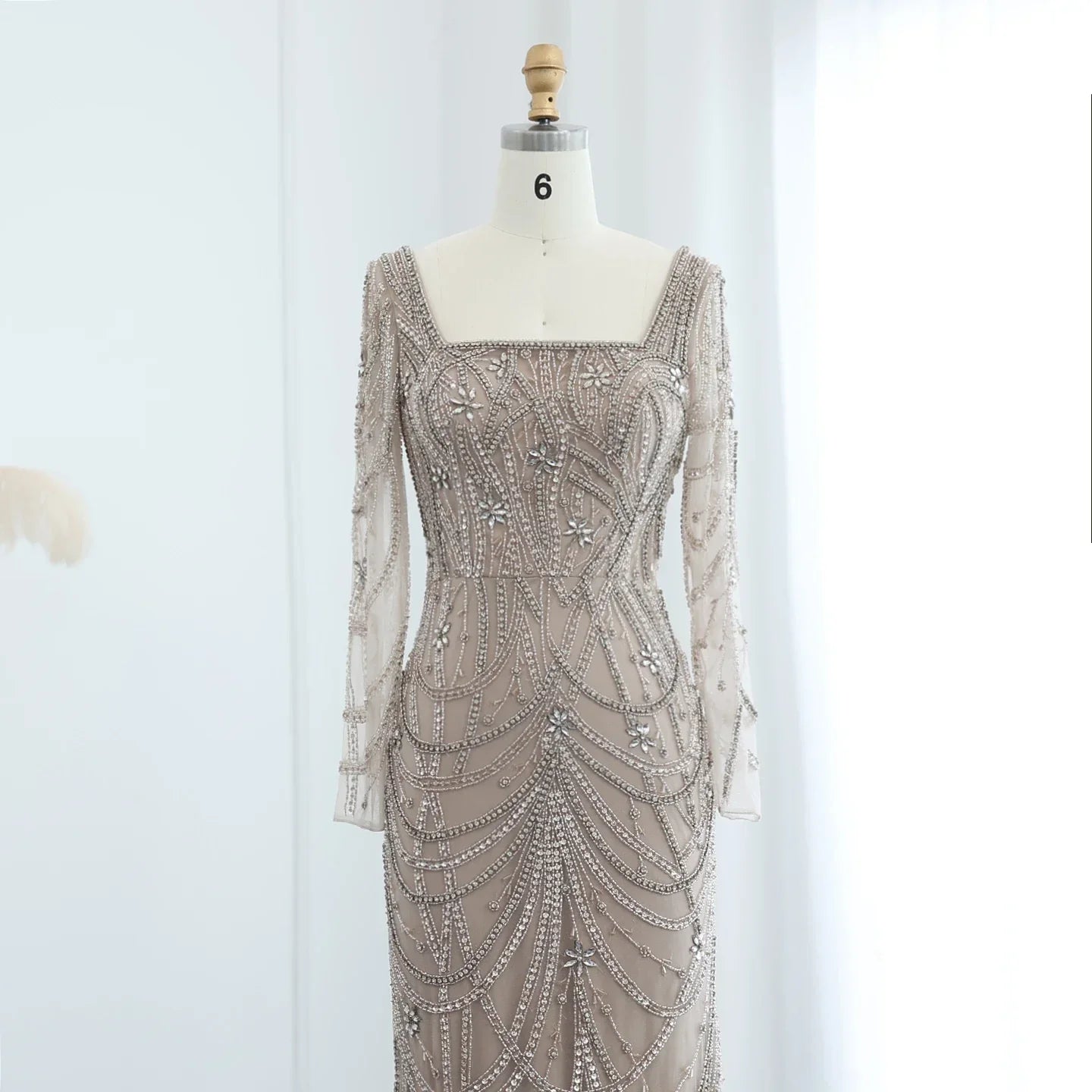 Green Mermaid Square Neckline Tulle Party Dress