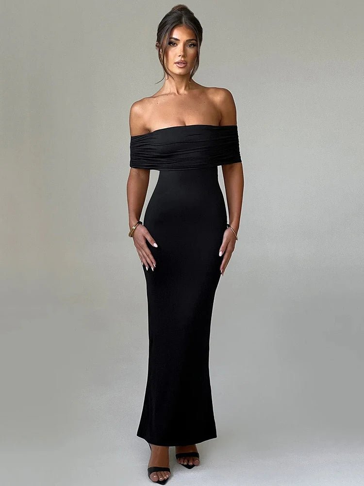 Elegant Strapless Black Maxi Dress