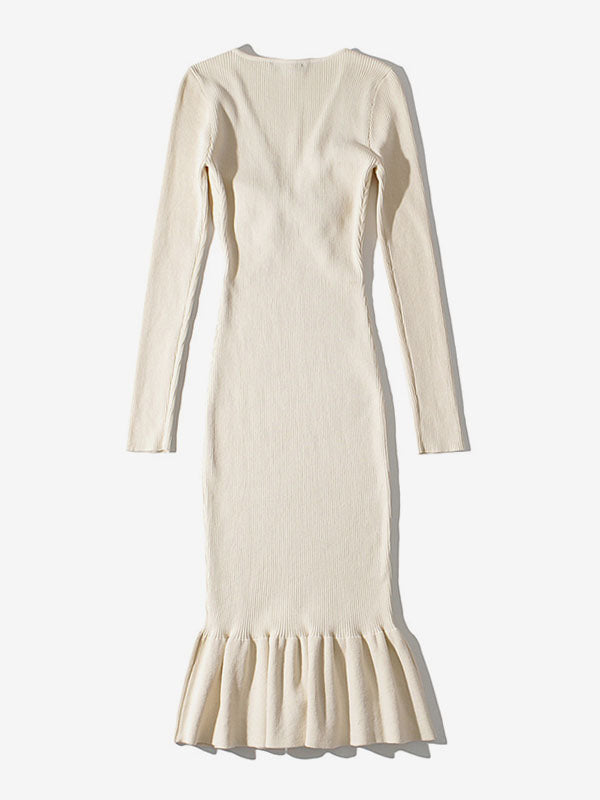 Ruffles Feminine Mini Dress V-Neck Cut Out Long Sleeves Day Dresses