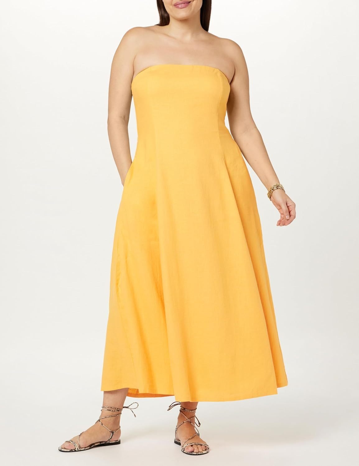 Strapless Linen Maxi Dress