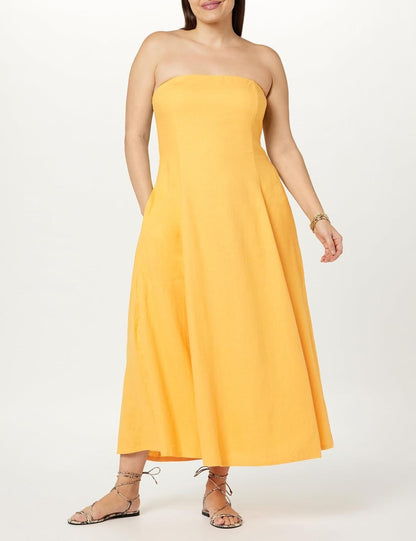 Strapless Linen Maxi Dress