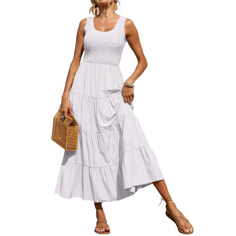 Solid Color Sleeveless Sling Swing Maxi Dress for Women