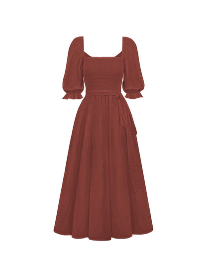 SUNSET SANDS TWO WAY WEARABLE MIDI DRESS - BRICK