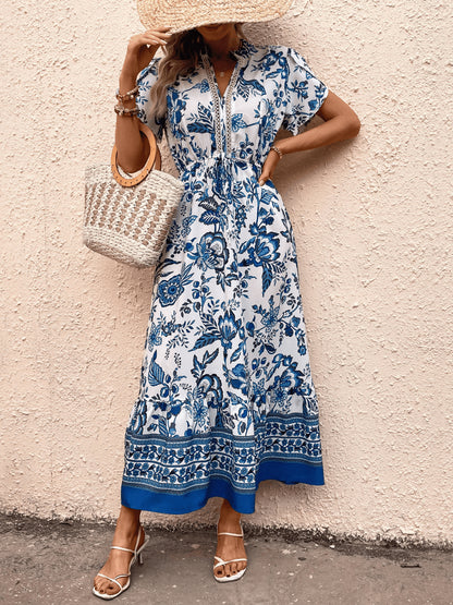 Picking Petals Floral Short Sleeve Maxi Dress