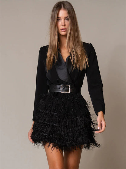 Blazer Dresses Turndown Collar Long Sleeves Women's Clothing Mini Dresses