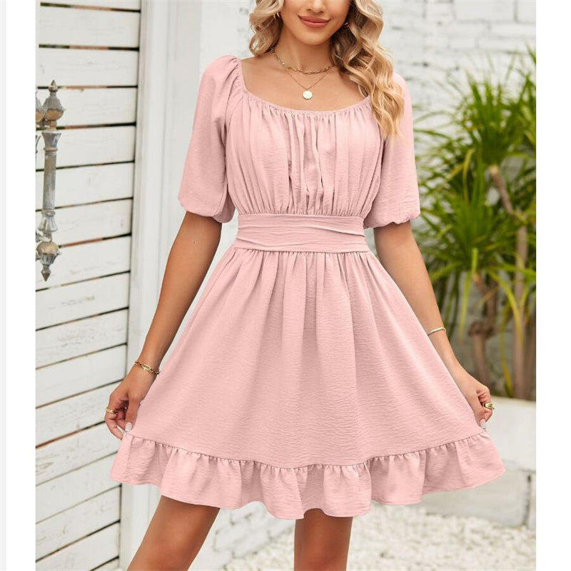 Stylish Square Neck Open Back Mini Dress in Vibrant Colors