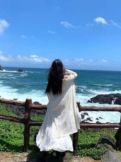 Minimalist White Spaghetti Strap Maxi Dress – Chic Island Getaway Look