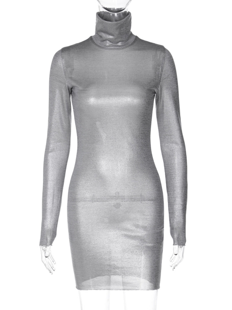 Women 2024 Spring Autumn Long Sleeve Party Club Streetwear Short Mini Dress