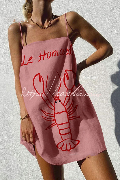 Unique Ocean Print Sexy Strappy Mini Dress