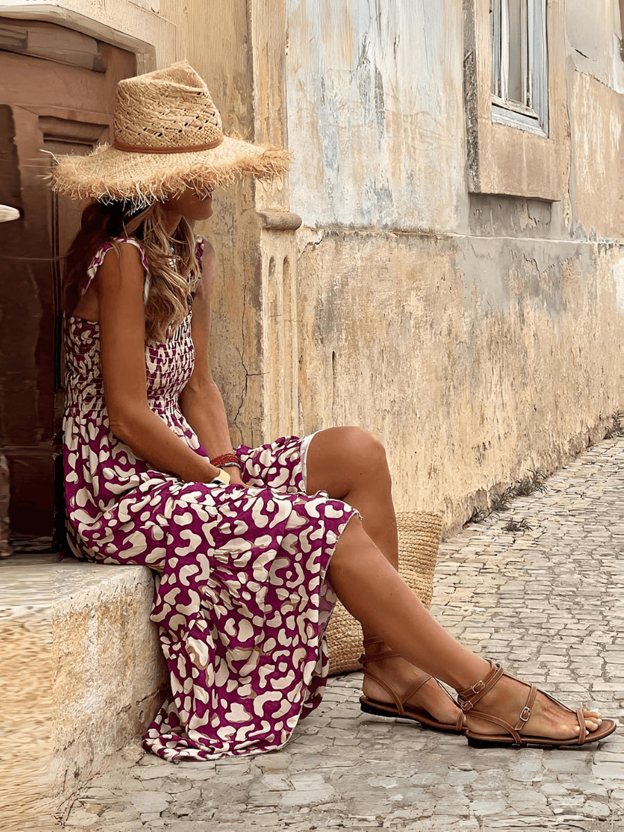 Rylee Strappy Printed Maxi Dress - Purple