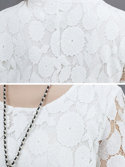A-Line Long Sleeves Hollow Round-Neck Midi Dresses