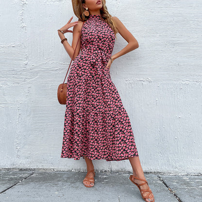 Floral Print Halter Sleeveless Maxi Dress for All Occasions