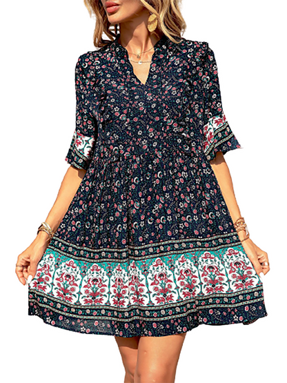 Summer Floral V Neck Mini Dress for Any Occasion