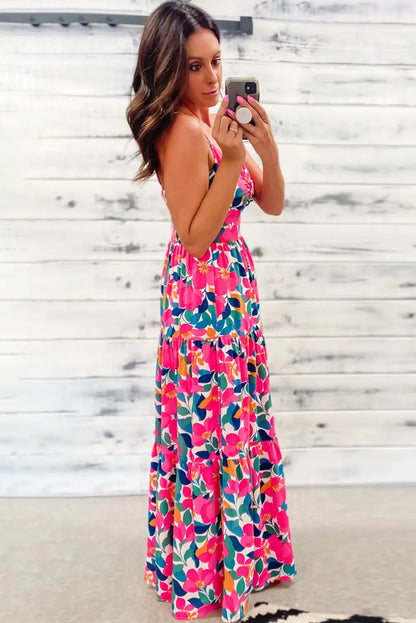 floral twisted back maxi dress