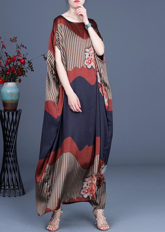 Chic Color block Batwing Sleeve Silk Maxi Dresses Summer Spring ( Limited Stock)