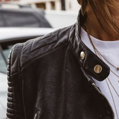 | Casual Biker Style Zipper Jacket for Women