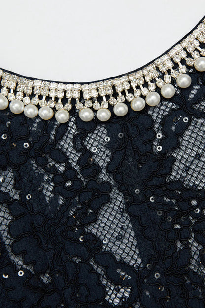 Aurore Lace Embellished Midi Dress