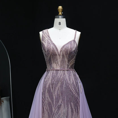 Dusty Champagne Pink Evening Dresses with Overskirt