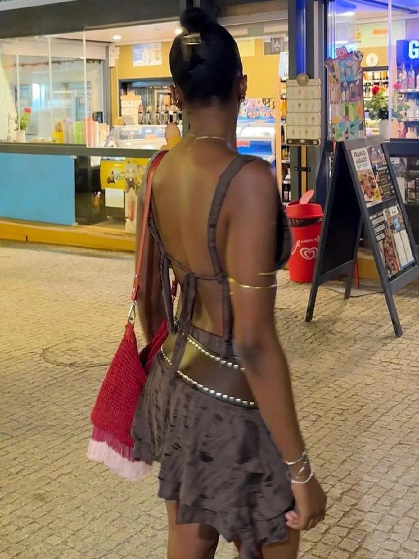 Irregular Halter Backless Mini Dress