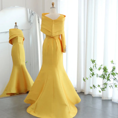 One-Shoulder Mermaid Evening Dress with Cape Beaded