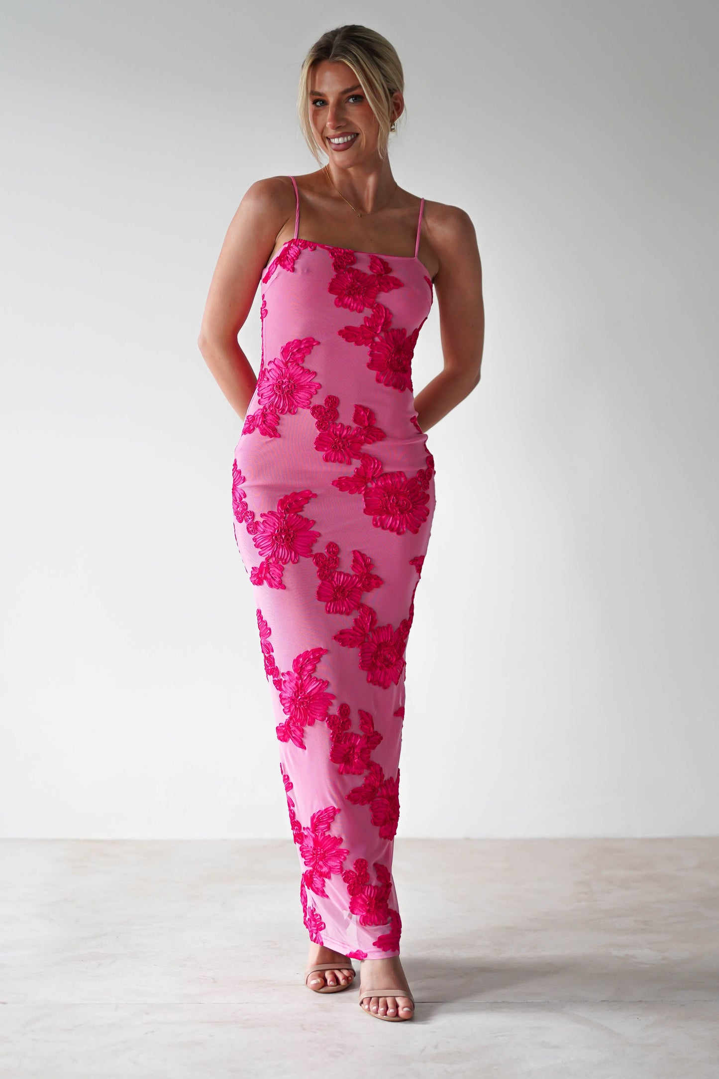 | Floral mesh maxi dress