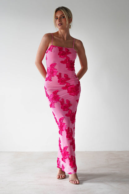 | Floral mesh maxi dress