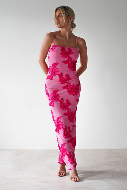 | Floral mesh maxi dress