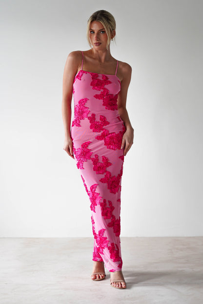 | Floral mesh maxi dress