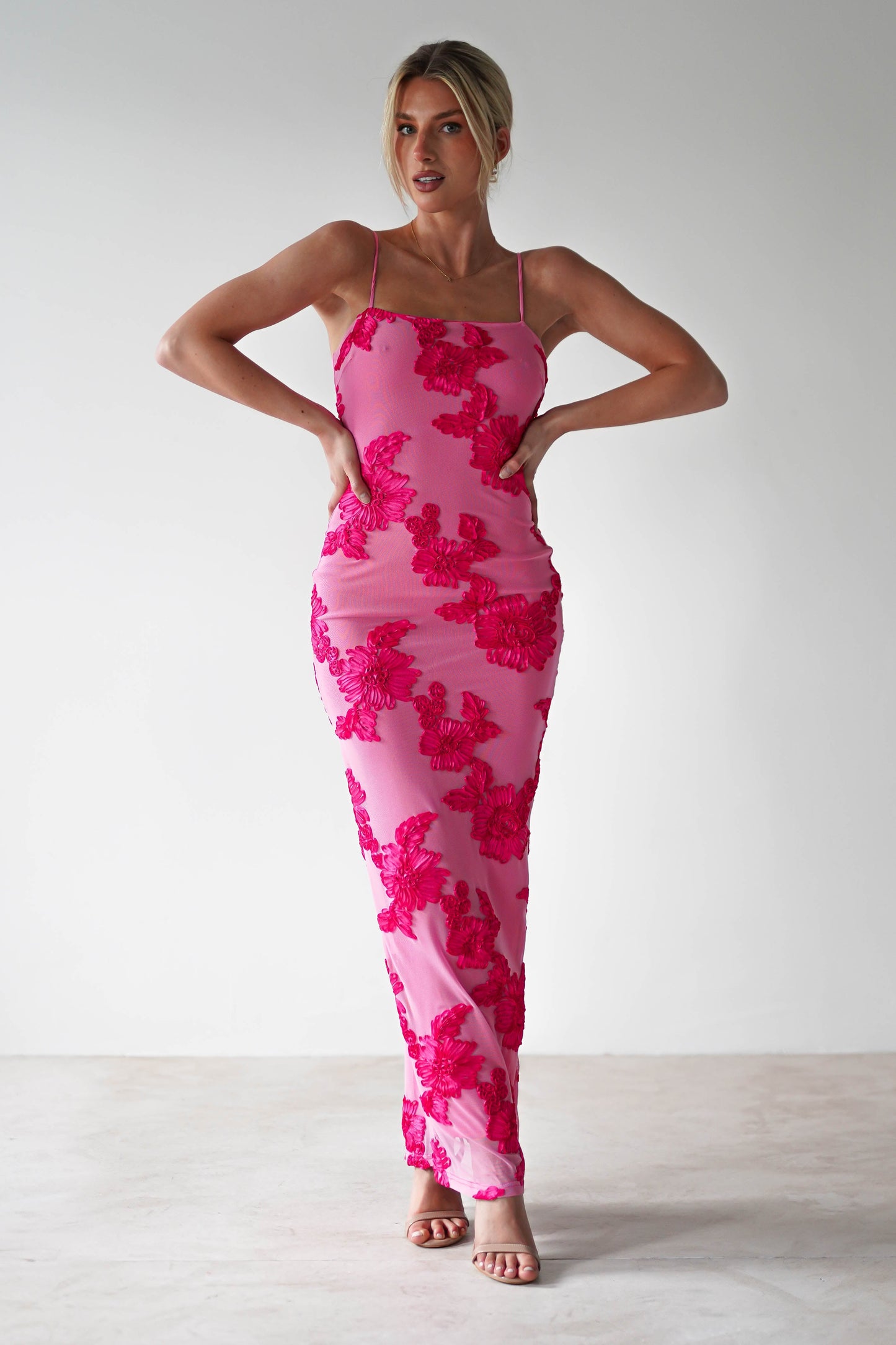 | Floral mesh maxi dress