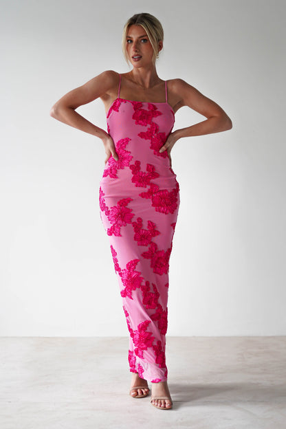 | Floral mesh maxi dress