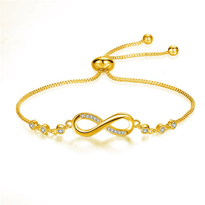 Infinity Bracelet | Adjustable Chain | Crystal Detail