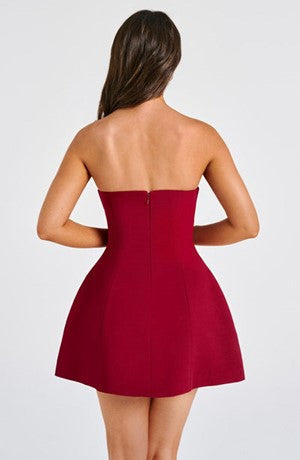 Strapless Princess Seam Structured Fit and Flare Bandeau Mini Dress
