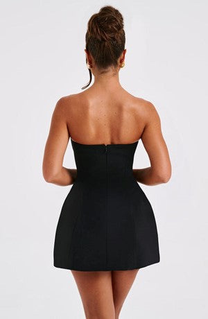 Strapless Princess Seam Structured Fit and Flare Bandeau Mini Dress